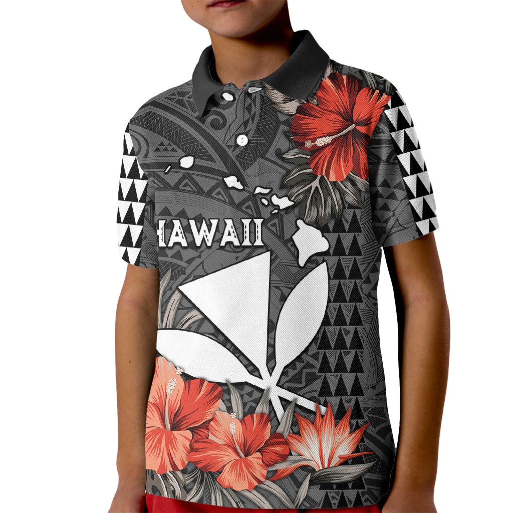 Hawaii Kanaka Maoli Kid Polo Shirt Polynesian Vintage Vibes LT9 Kid Black - Polynesian Pride