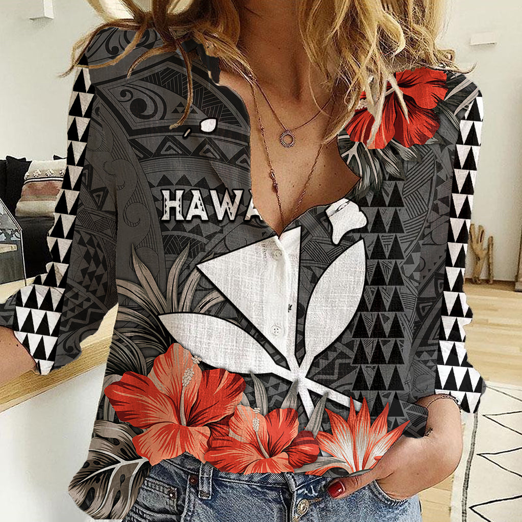 Hawaii Kanaka Maoli Women Casual Shirt Polynesian Vintage Vibes LT9 Female Black - Polynesian Pride