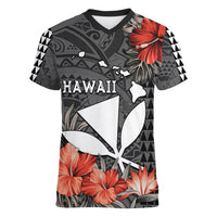 Hawaii Kanaka Maoli Women V Neck T Shirt Polynesian Vintage Vibes LT9 Female Black - Polynesian Pride