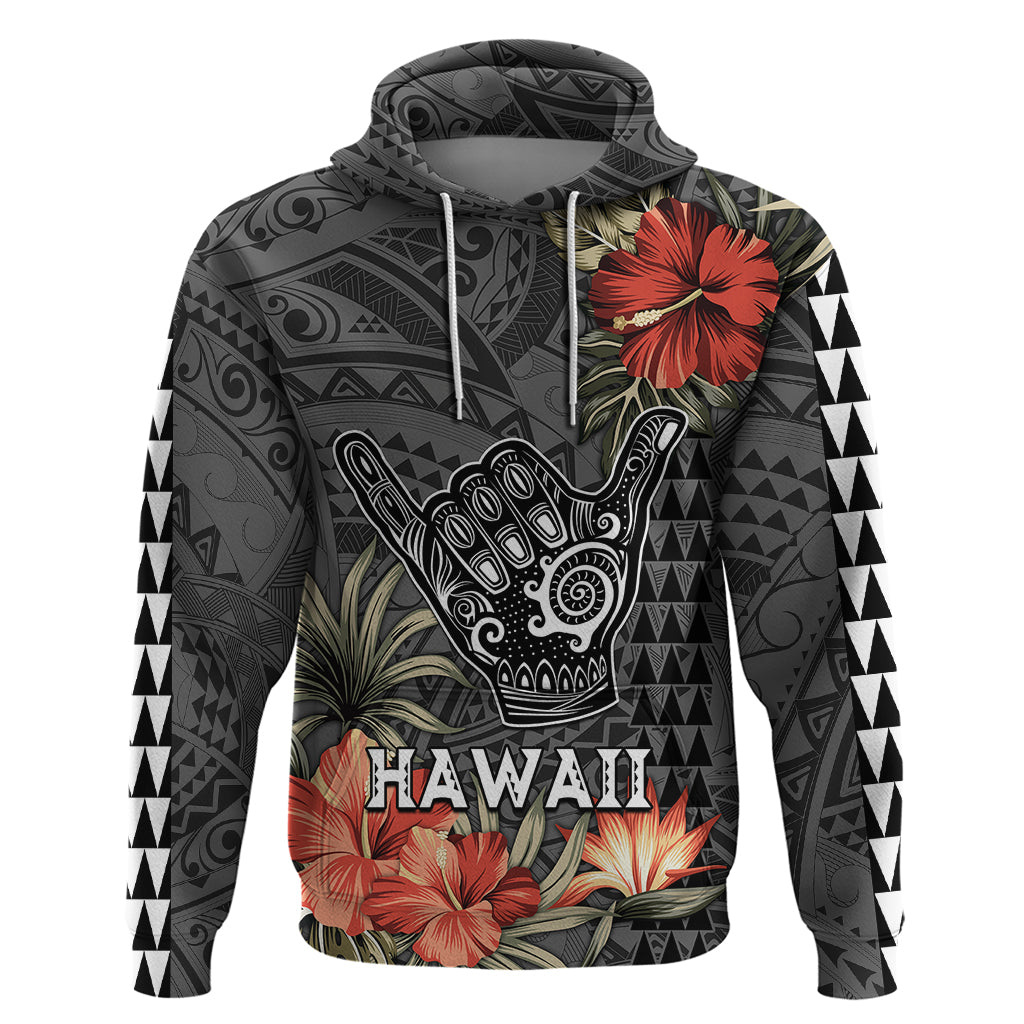 Hawaii Shaka Surf Hand Sign Hoodie Polynesian Vintage Vibes LT9 Pullover Hoodie Black - Polynesian Pride