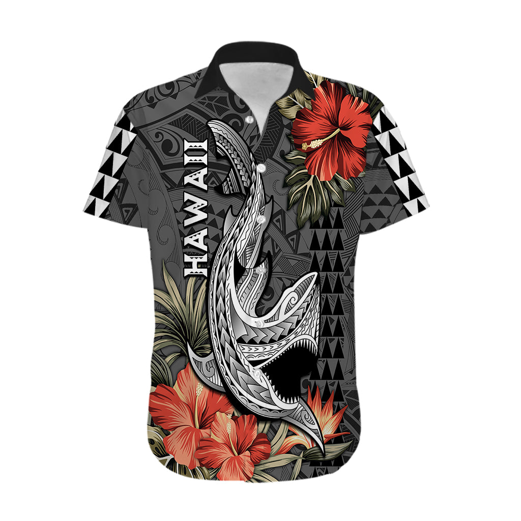 Hawaii Shark Tattoo Hawaiian Shirt Polynesian Vintage Vibes LT9 Black - Polynesian Pride