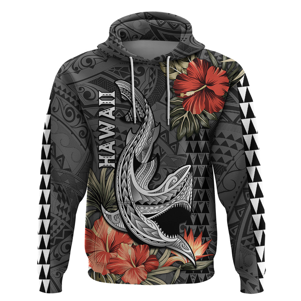 Hawaii Shark Tattoo Hoodie Polynesian Vintage Vibes LT9 Pullover Hoodie Black - Polynesian Pride