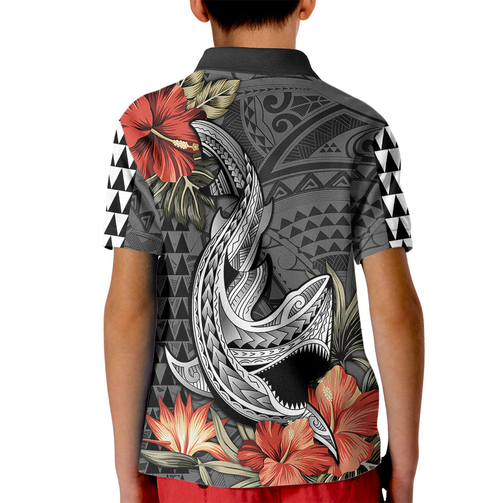 Hawaii Shark Tattoo Kid Polo Shirt Polynesian Vintage Vibes LT9 - Polynesian Pride