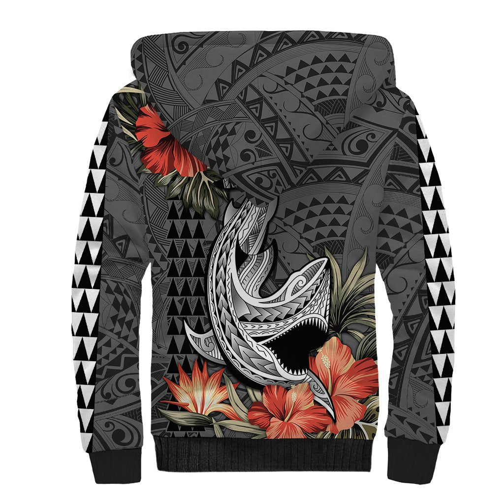 Hawaii Shark Tattoo Sherpa Hoodie Polynesian Vintage Vibes LT9 - Polynesian Pride