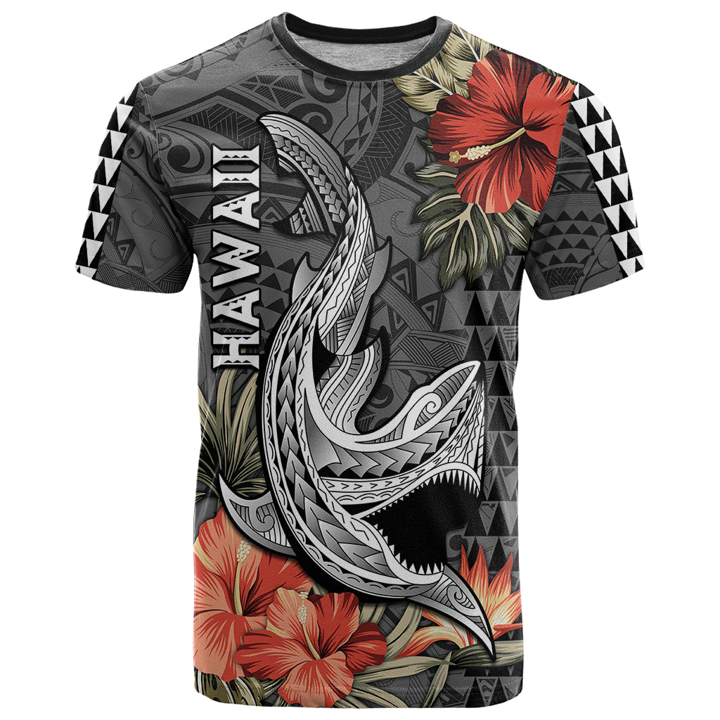 Hawaii Shark Tattoo T Shirt Polynesian Vintage Vibes LT9 Black - Polynesian Pride