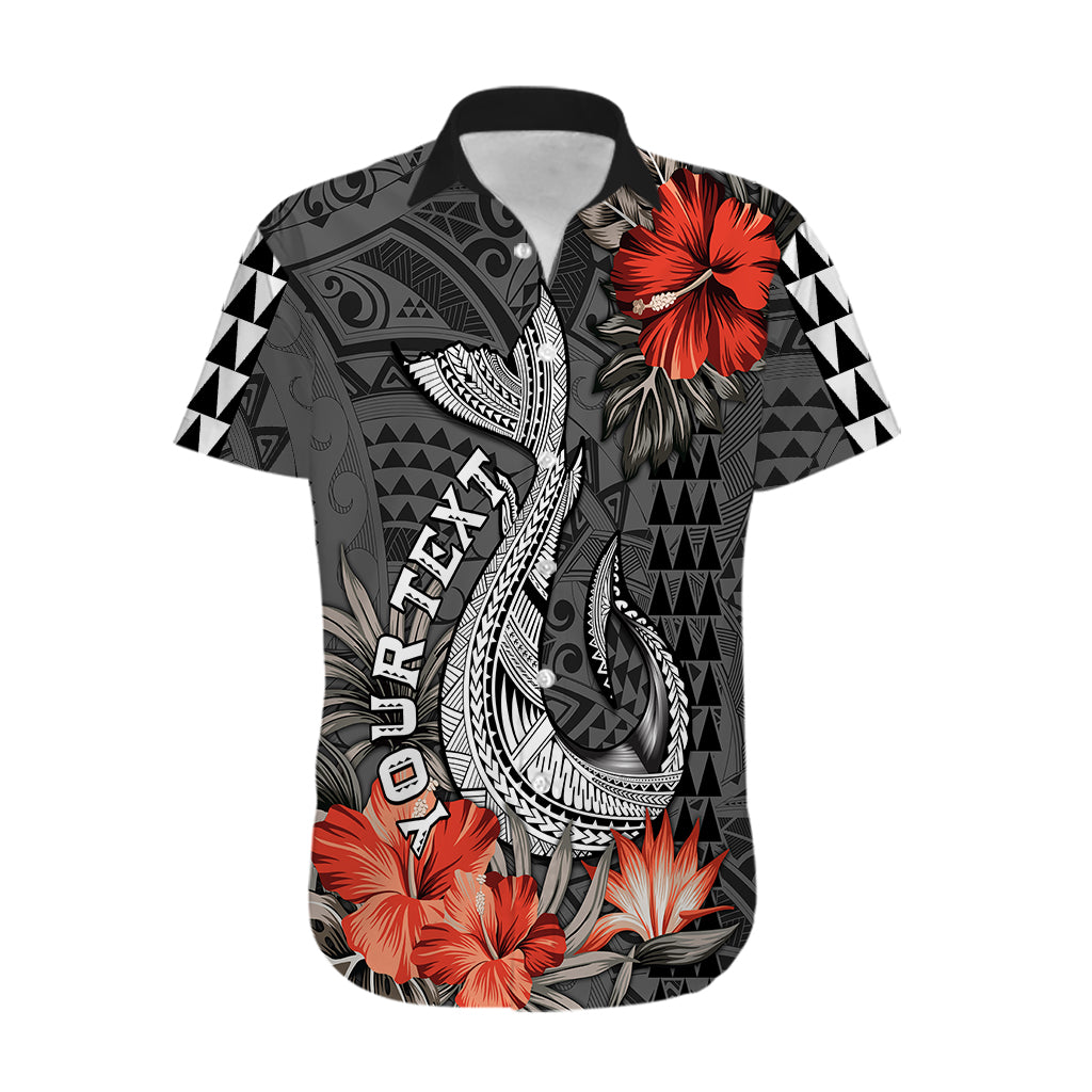 Personalised Hawaii Fish Hook Hawaiian Shirt Polynesian Vintage Vibes LT9 Black - Polynesian Pride