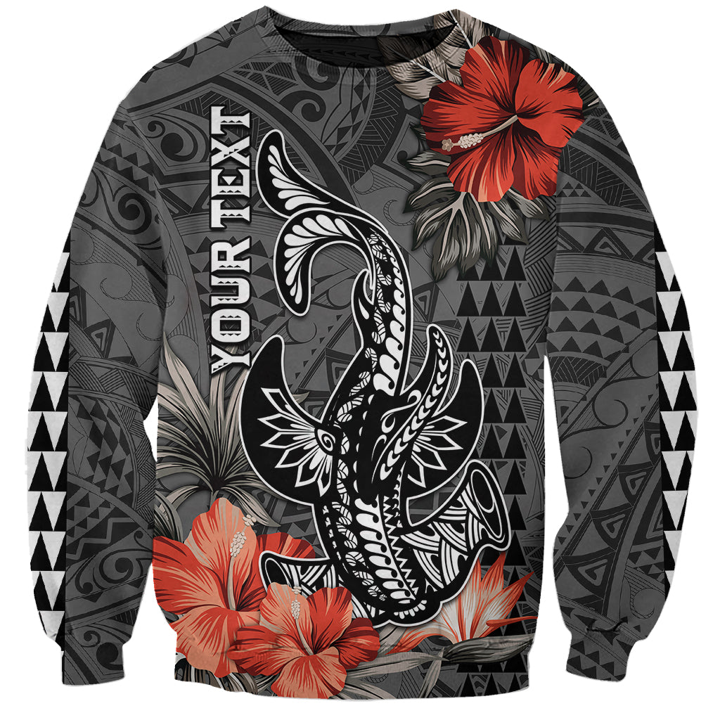 Personalised Hawaii Hammerhead Shark Sweatshirt Polynesian Vintage Vibes LT9 Unisex Black - Polynesian Pride