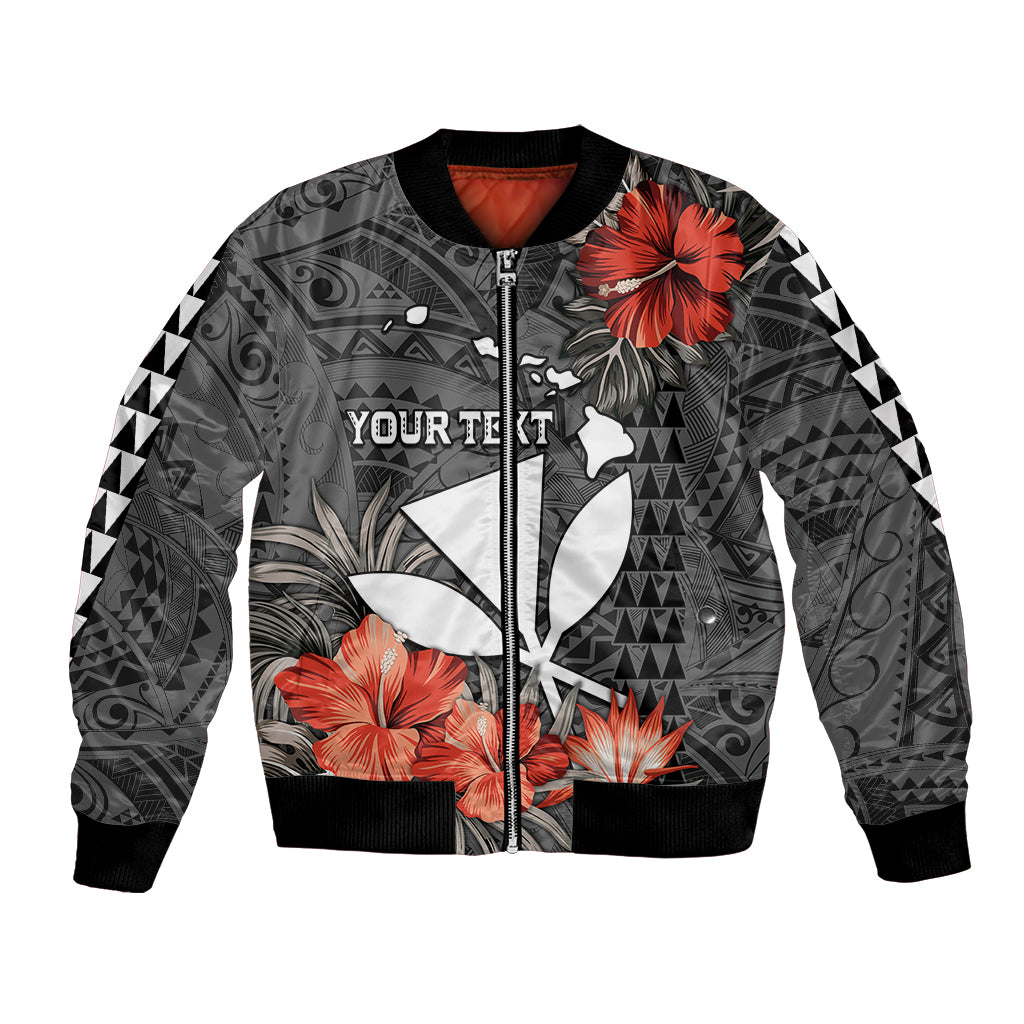 Personalised Hawaii Kanaka Maoli Bomber Jacket Polynesian Vintage Vibes LT9 Unisex Black - Polynesian Pride