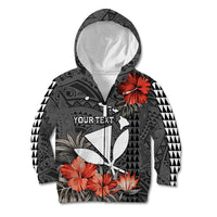 Personalised Hawaii Kanaka Maoli Kid Hoodie Polynesian Vintage Vibes LT9 Zip Hoodie Black - Polynesian Pride