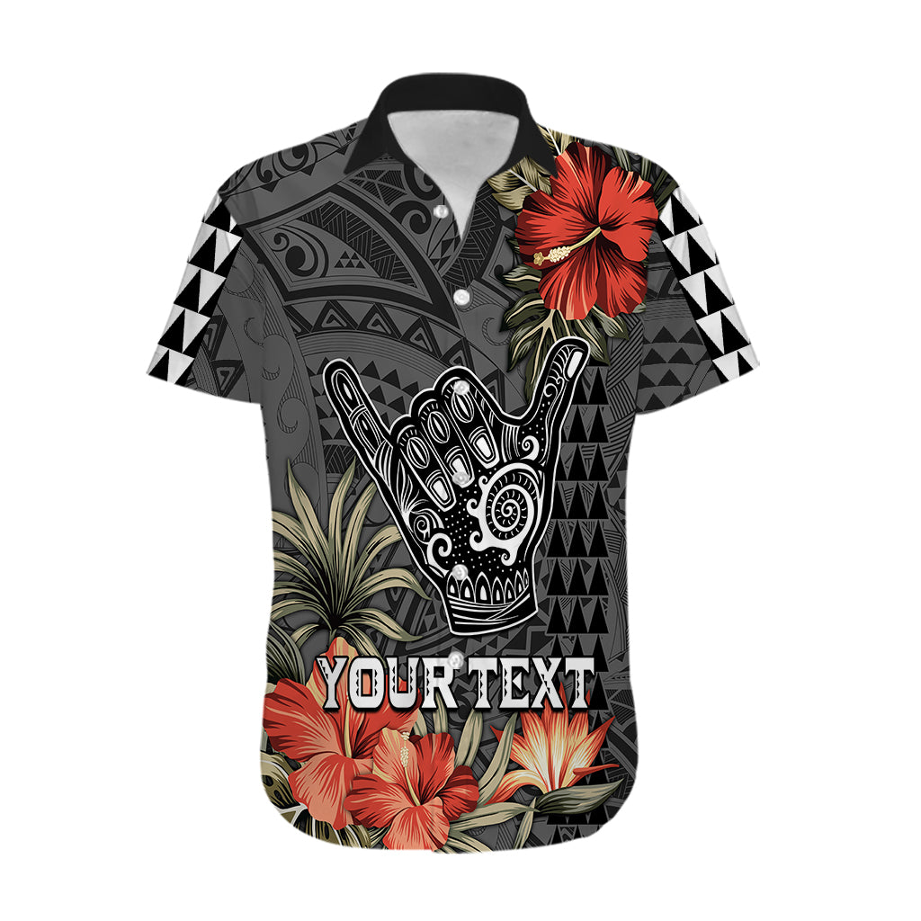 Personalised Hawaii Shaka Surf Hand Sign Hawaiian Shirt Polynesian Vintage Vibes LT9 Black - Polynesian Pride