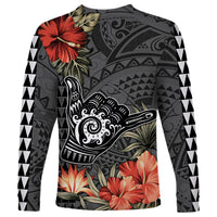 Personalised Hawaii Shaka Surf Hand Sign Long Sleeve Shirt Polynesian Vintage Vibes LT9 - Polynesian Pride