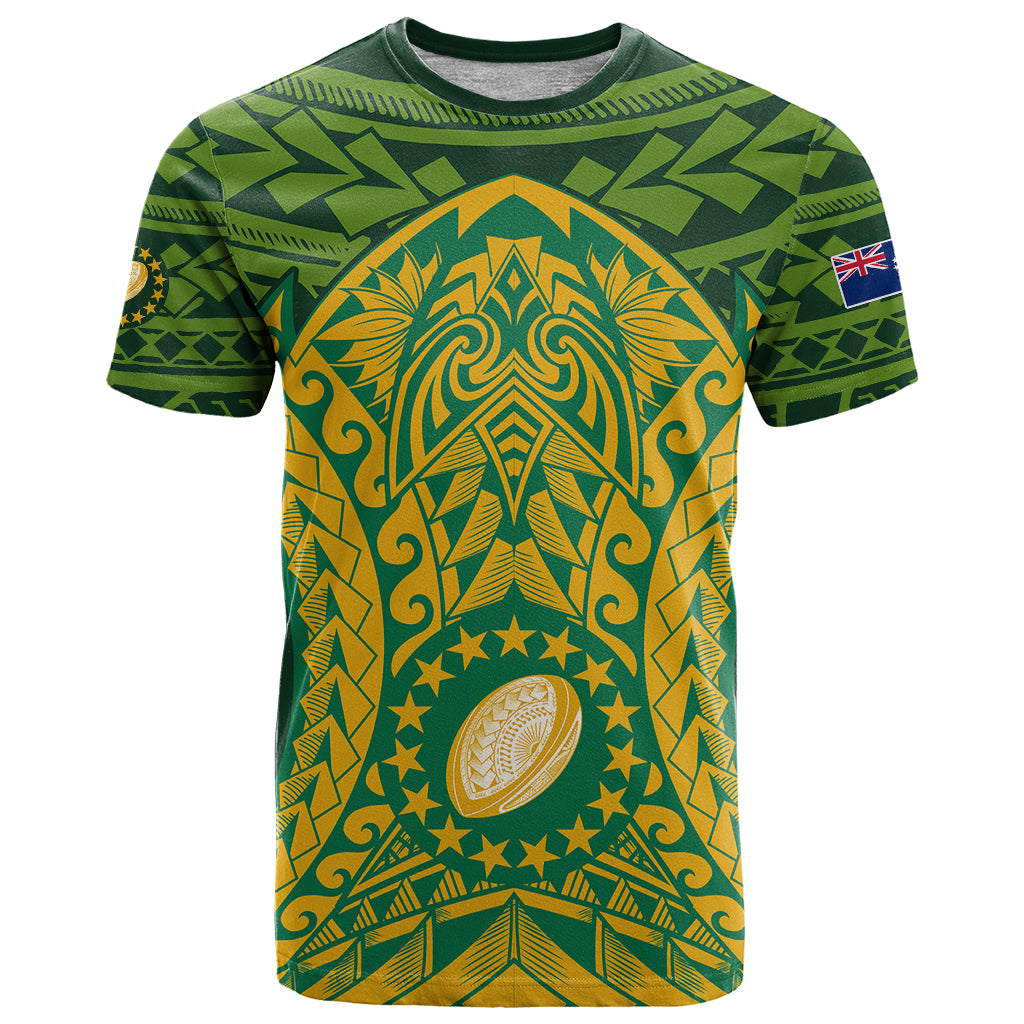 Cook Islands Rugby T Shirt Kukis Athletic Style LT9 Green - Polynesian Pride