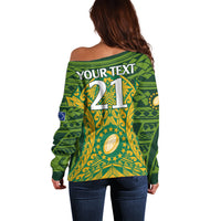 Personalised Cook Islands Rugby Off Shoulder Sweater Kukis Athletic Style LT9 - Polynesian Pride