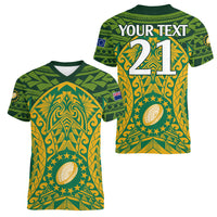 Personalised Cook Islands Rugby Women V Neck T Shirt Kukis Athletic Style LT9 - Polynesian Pride