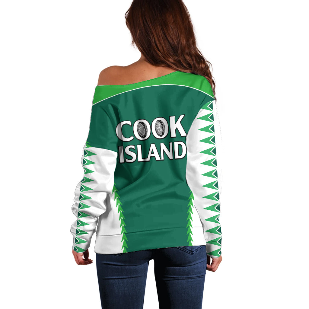Polynesian Pride Cook Islands Rugby Off Shoulder Sweater No1 LT9 - Polynesian Pride