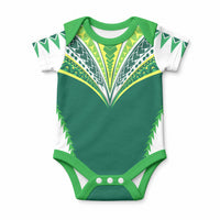 Cook Islands Rugby Custom Baby Onesie Polynesian Pattern No1 LT9 Green - Polynesian Pride