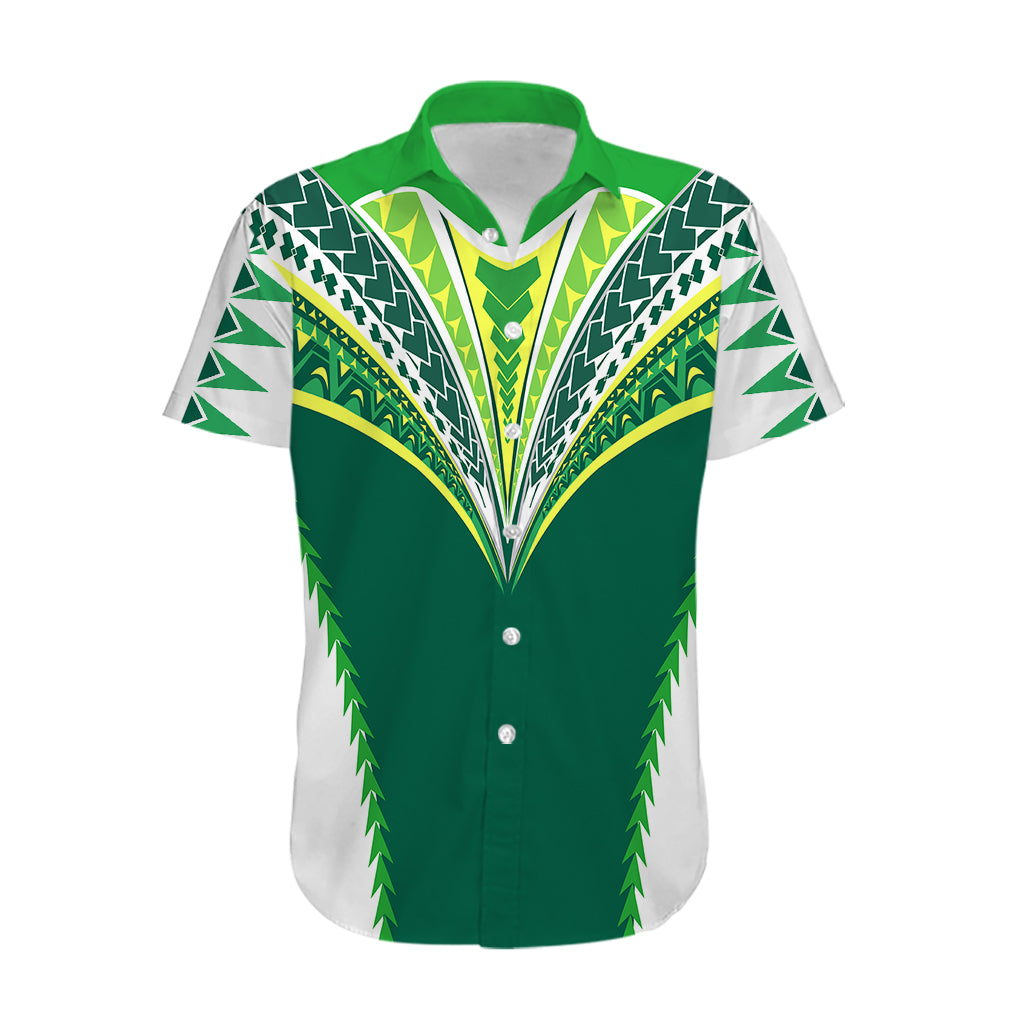 Personalised Polynesian Pride Cook Islands Rugby Hawaiian Shirt No1 LT9 Green - Polynesian Pride