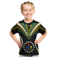 Polynesian Pride Cook Islands Kid T Shirt Tribal Wave Style LT9 Black - Polynesian Pride