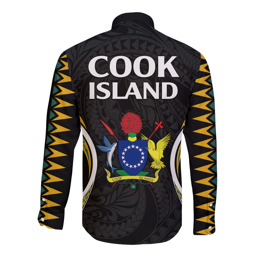 Polynesian Pride Cook Islands Long Sleeve Button Shirt Tribal Wave Style LT9 - Polynesian Pride