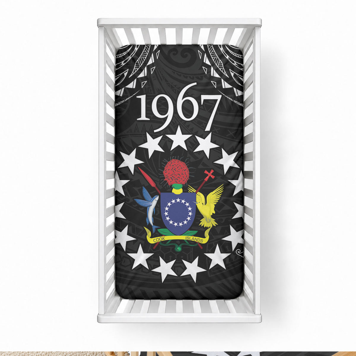 Cook Islands Ra o te Ui Ariki Est 1967 Baby Bed Cover LT9 28 × 52 in Black - Polynesian Pride