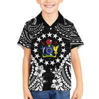 Cook Islands Ra o te Ui Ariki Est 1967 Family Matching Off Shoulder Short Dress and Hawaiian Shirt LT9 Son's Shirt Black - Polynesian Pride