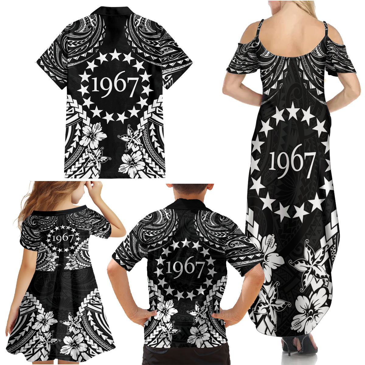 Cook Islands Ra o te Ui Ariki Est 1967 Family Matching Summer Maxi Dress and Hawaiian Shirt LT9 - Polynesian Pride