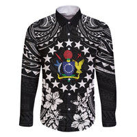 Cook Islands Ra o te Ui Ariki Est 1967 Family Matching Summer Maxi Dress and Hawaiian Shirt LT9 Dad's Shirt - Long Sleeve Black - Polynesian Pride