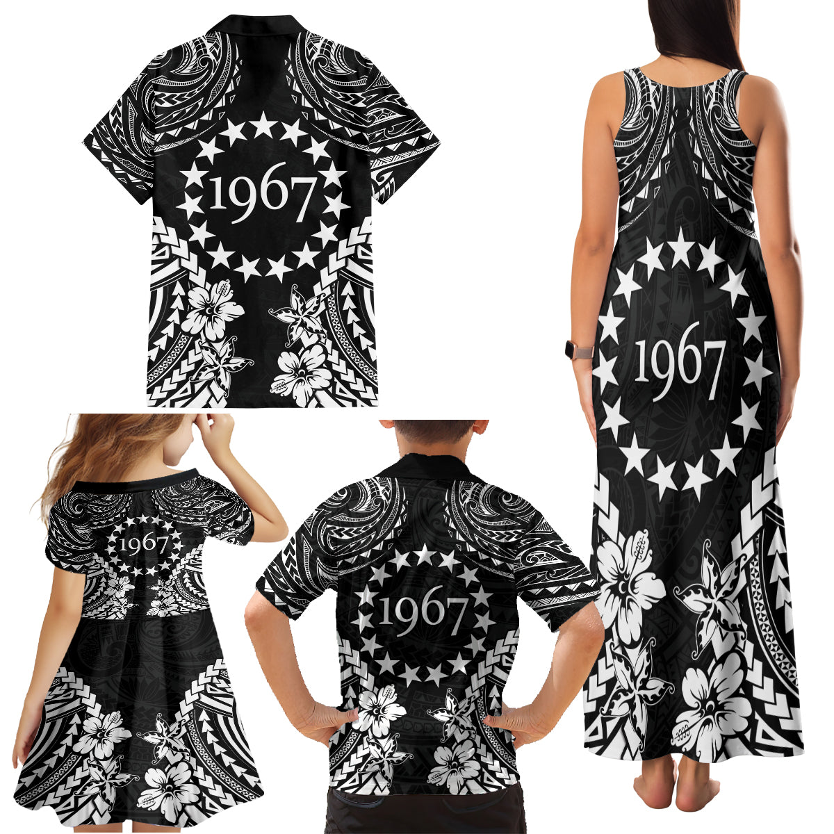 Cook Islands Ra o te Ui Ariki Est 1967 Family Matching Tank Maxi Dress and Hawaiian Shirt