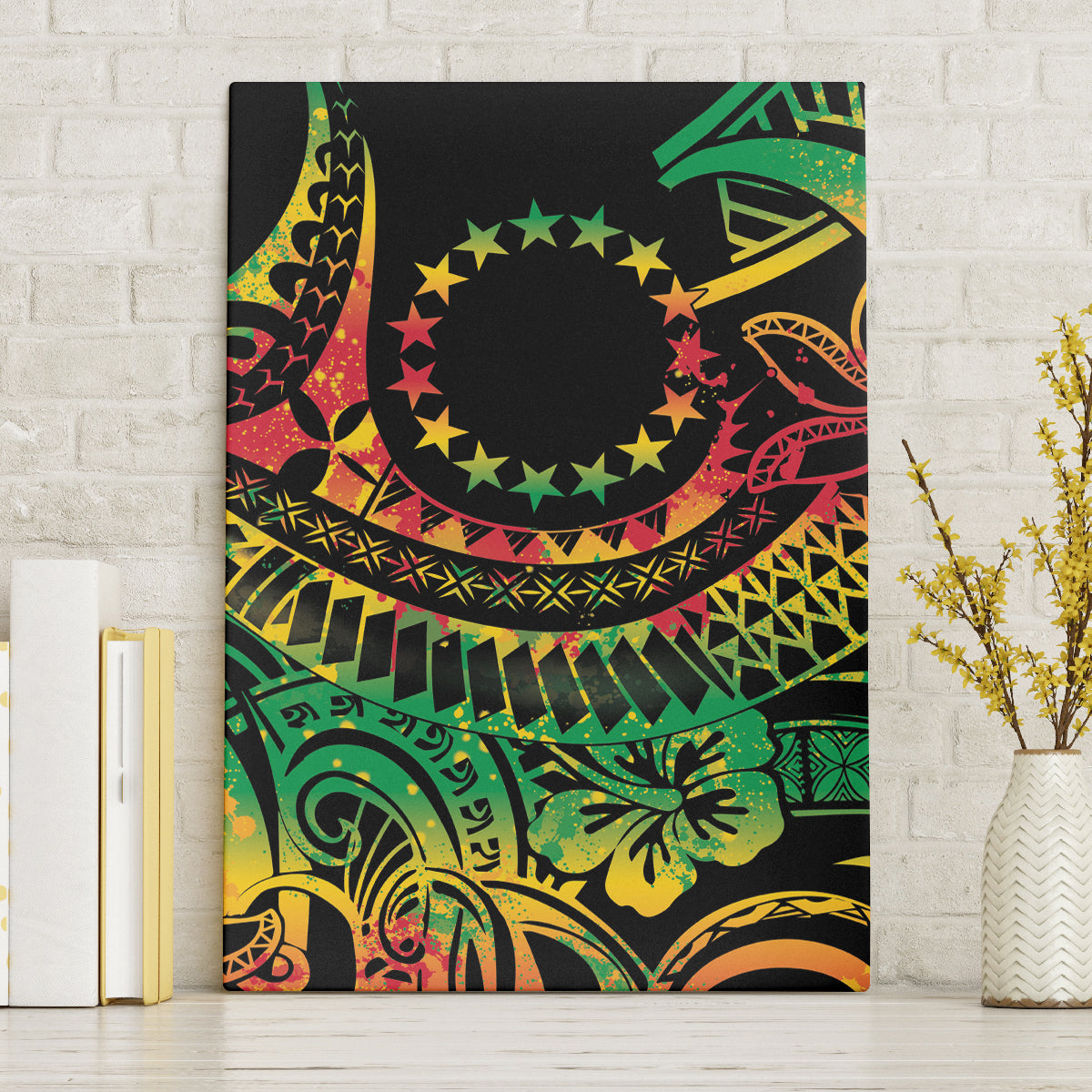 Cook Islands 15 Stars Canvas Wall Art Kuki Airani Polynesian Tribal Wave Tattoo