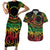 Cook Islands 15 Stars Couples Matching Short Sleeve Bodycon Dress and Hawaiian Shirt Kuki Airani Polynesian Tribal Wave Tattoo