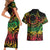 Cook Islands 15 Stars Couples Matching Short Sleeve Bodycon Dress and Hawaiian Shirt Kuki Airani Polynesian Tribal Wave Tattoo