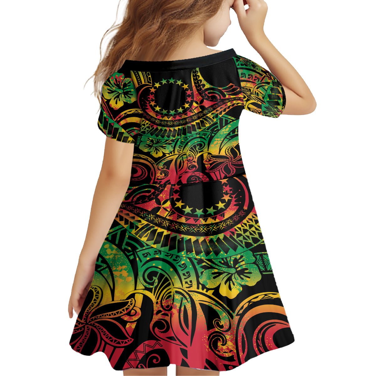 Cook Islands 15 Stars Family Matching Long Sleeve Bodycon Dress and Hawaiian Shirt Kuki Airani Polynesian Tribal Wave Tattoo LT9 - Polynesian Pride