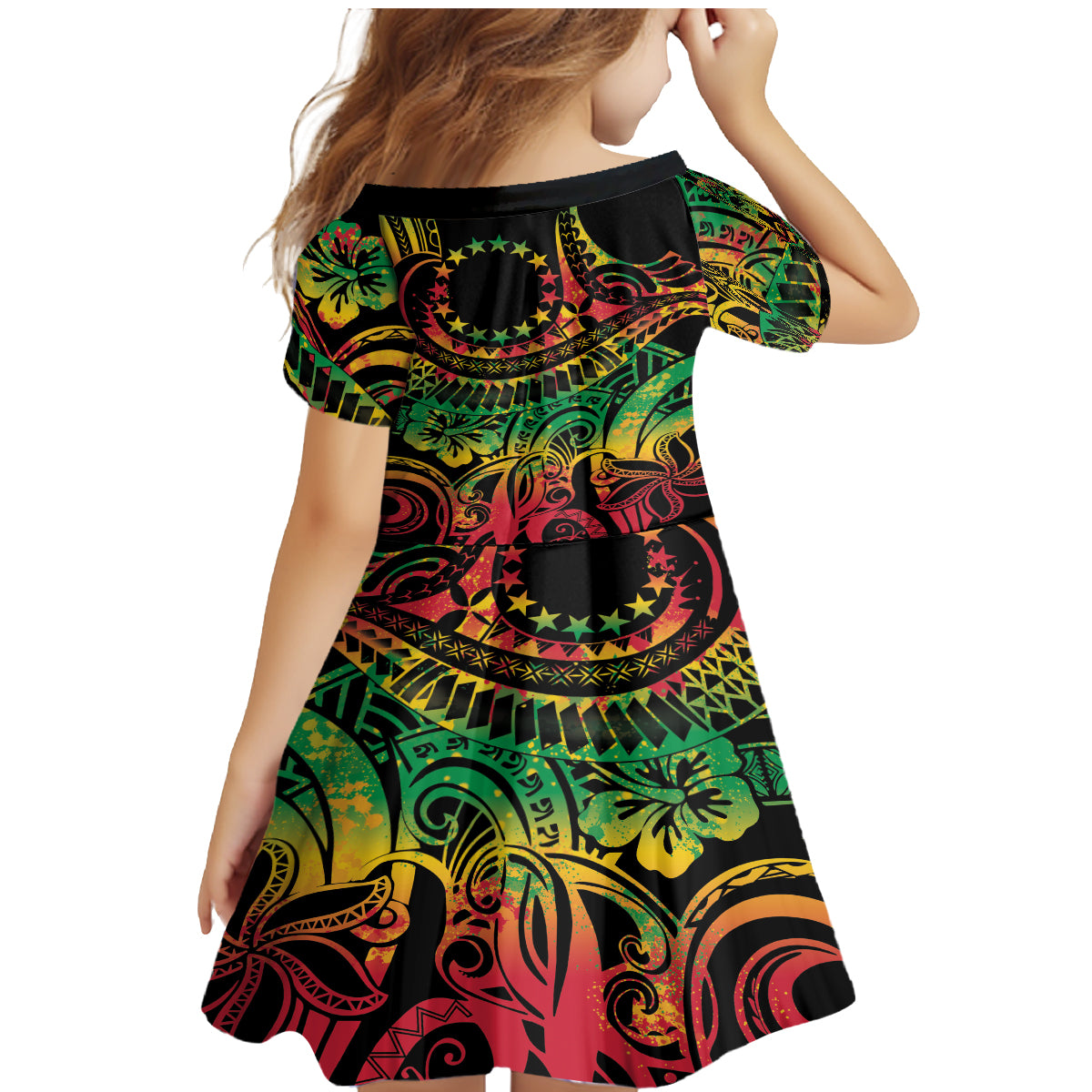 Cook Islands 15 Stars Family Matching Mermaid Dress and Hawaiian Shirt Kuki Airani Polynesian Tribal Wave Tattoo LT9 - Polynesian Pride