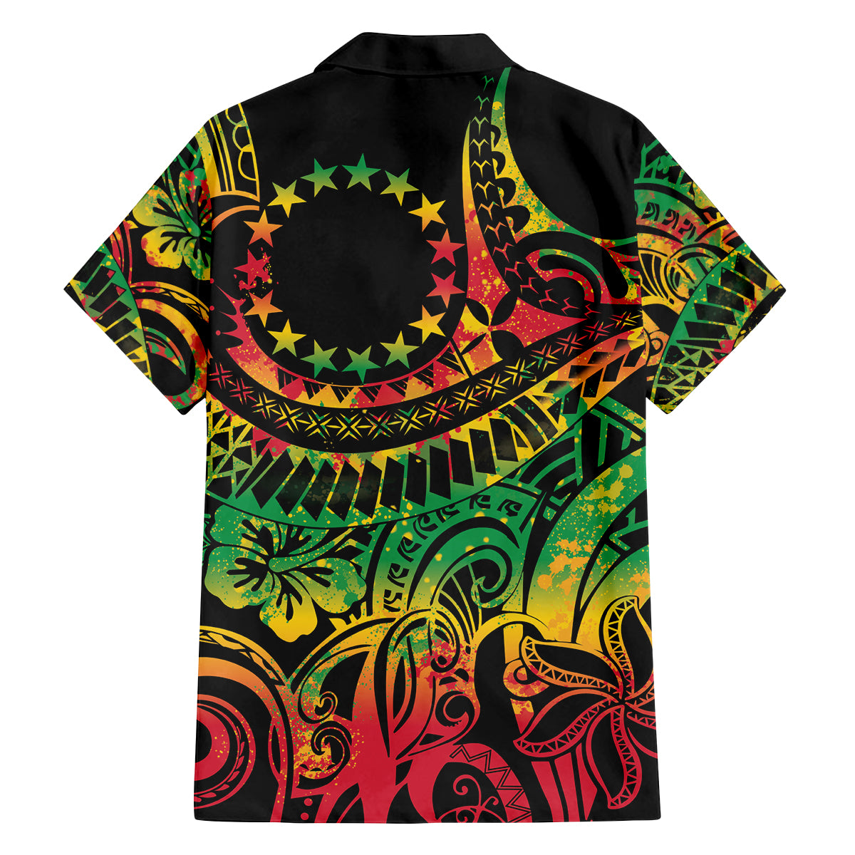 Cook Islands 15 Stars Family Matching Off The Shoulder Long Sleeve Dress and Hawaiian Shirt Kuki Airani Polynesian Tribal Wave Tattoo LT9 - Polynesian Pride