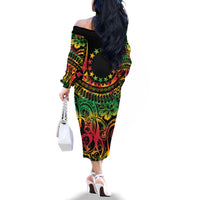 Cook Islands 15 Stars Family Matching Off The Shoulder Long Sleeve Dress and Hawaiian Shirt Kuki Airani Polynesian Tribal Wave Tattoo LT9 - Polynesian Pride