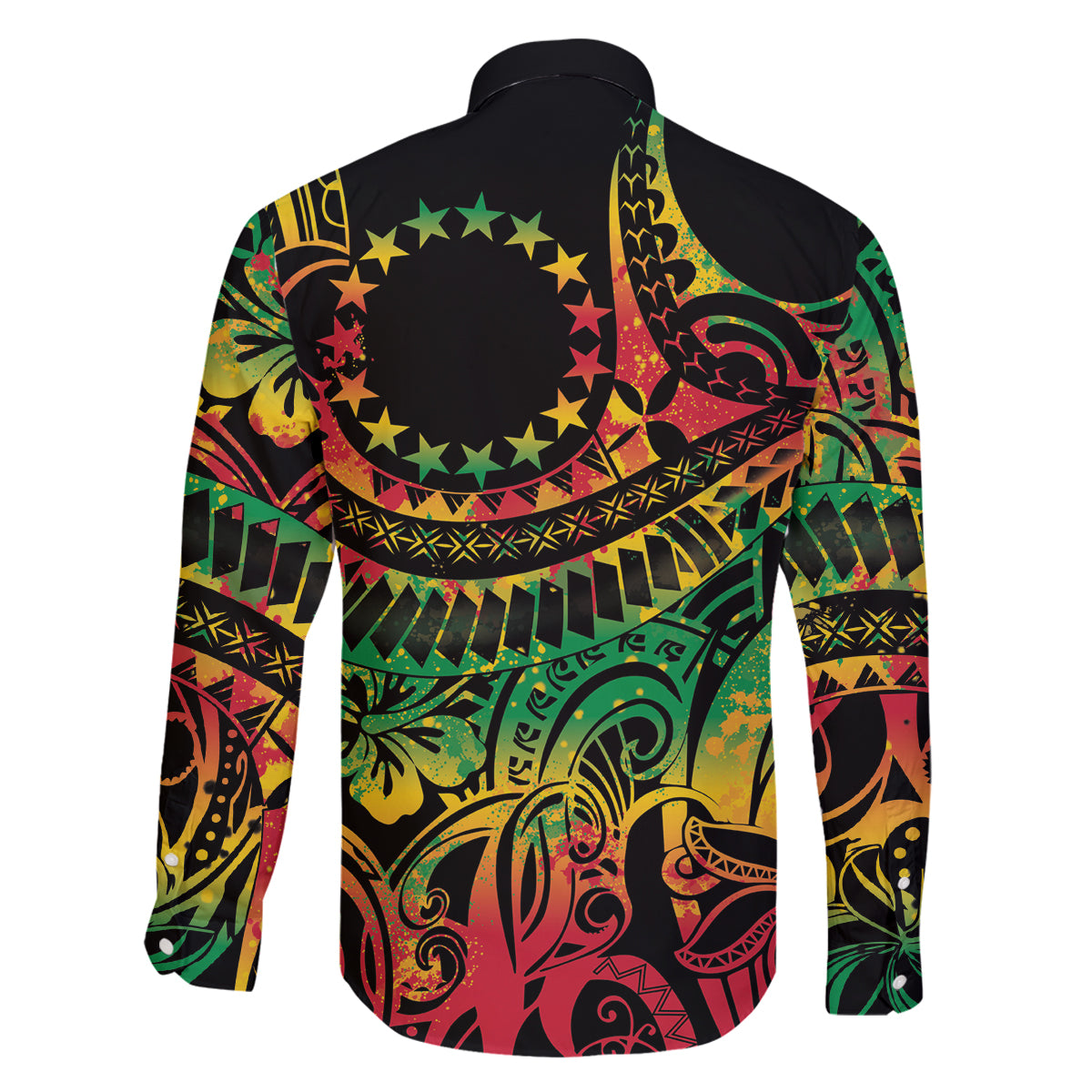 Cook Islands 15 Stars Family Matching Off Shoulder Short Dress and Hawaiian Shirt Kuki Airani Polynesian Tribal Wave Tattoo LT9 - Polynesian Pride