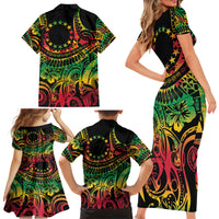 Cook Islands 15 Stars Family Matching Short Sleeve Bodycon Dress and Hawaiian Shirt Kuki Airani Polynesian Tribal Wave Tattoo LT9 - Polynesian Pride