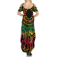 Cook Islands 15 Stars Family Matching Summer Maxi Dress and Hawaiian Shirt Kuki Airani Polynesian Tribal Wave Tattoo LT9 - Polynesian Pride