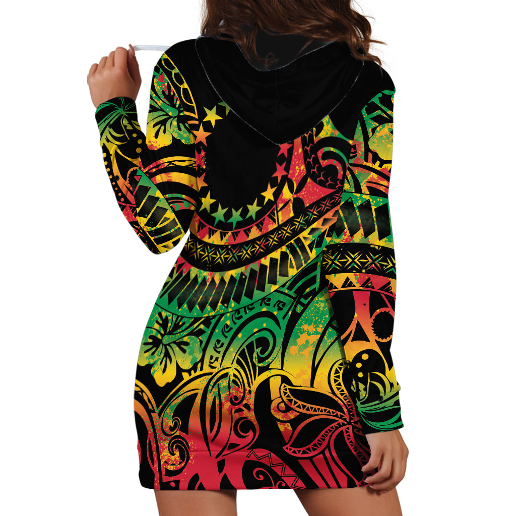 Cook Islands 15 Stars Hoodie Dress Kuki Airani Polynesian Tribal Wave Tattoo LT9 - Polynesian Pride