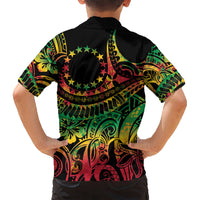 Cook Islands 15 Stars Kid Hawaiian Shirt Kuki Airani Polynesian Tribal Wave Tattoo