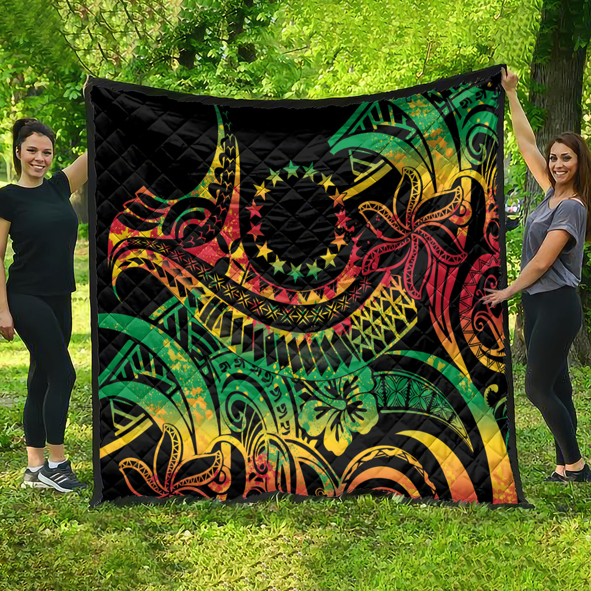Cook Islands 15 Stars Quilt Kuki Airani Polynesian Tribal Wave Tattoo