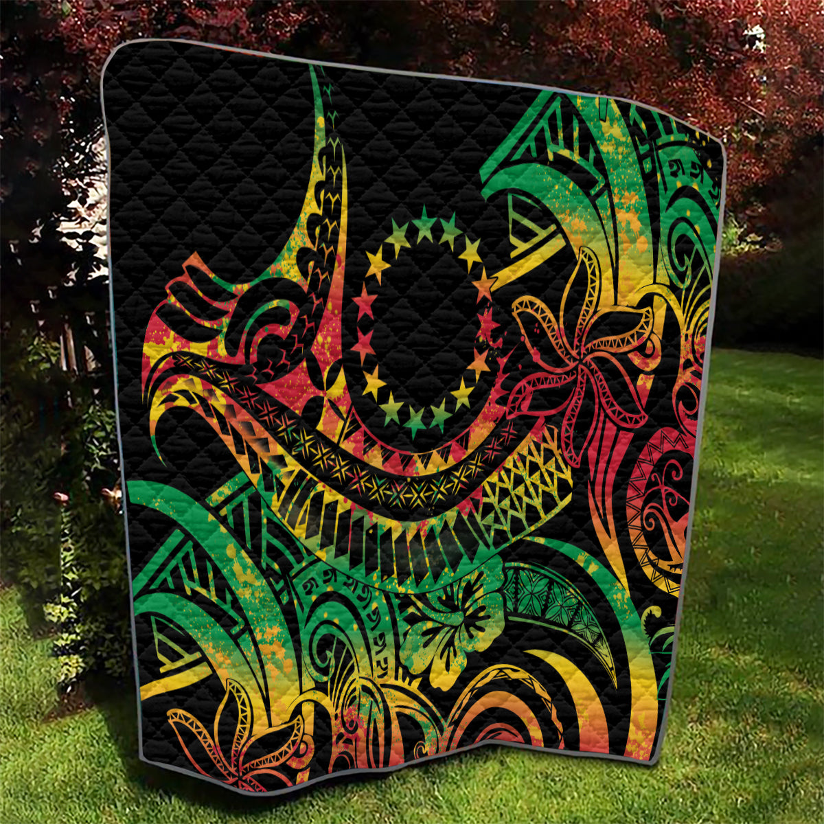 Cook Islands 15 Stars Quilt Kuki Airani Polynesian Tribal Wave Tattoo