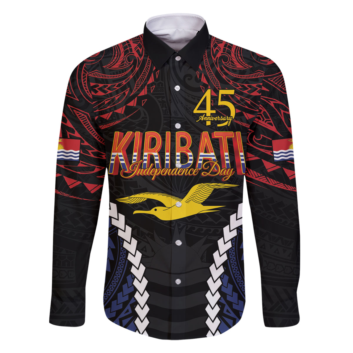 Kiribati 45th Anniversary Independence Day Family Matching Off Shoulder Maxi Dress and Hawaiian Shirt Since 1979