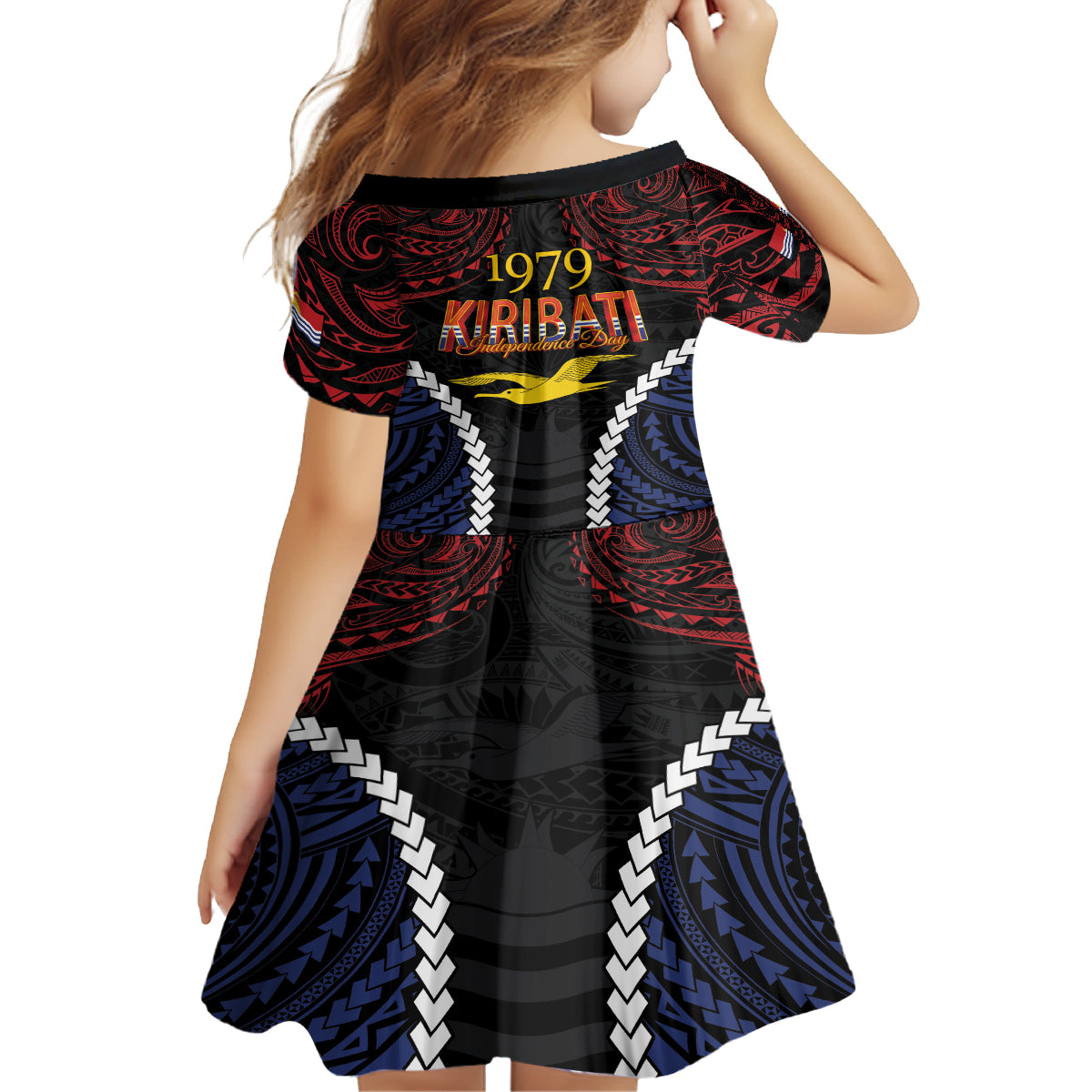 Kiribati 45th Anniversary Independence Day Kid Short Sleeve Dress Since 1979