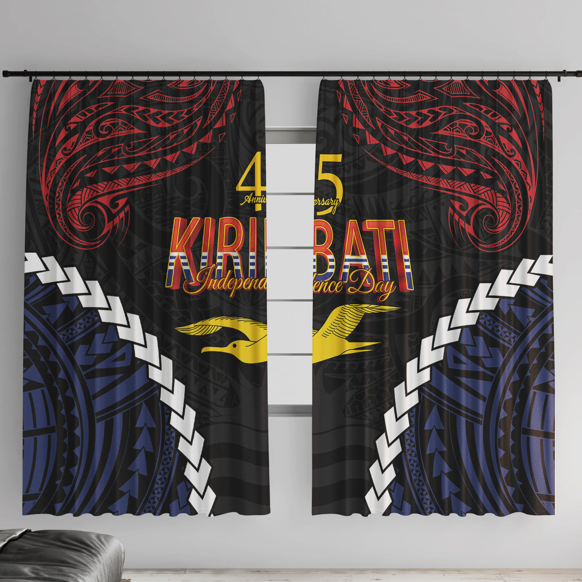 Kiribati 45th Anniversary Independence Day Window Curtain Since 1979