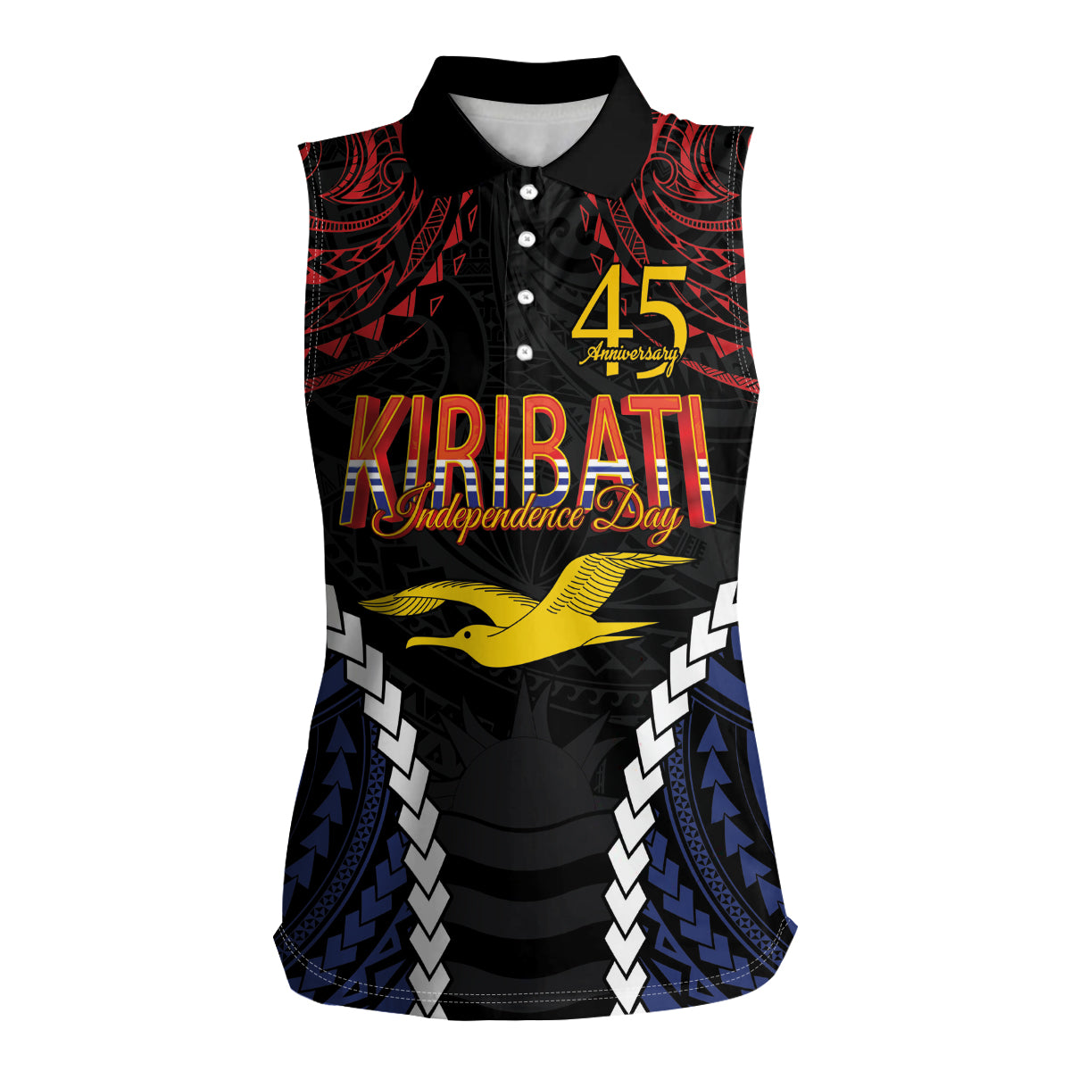 Kiribati 45th Anniversary Independence Day Women Sleeveless Polo Shirt Since 1979