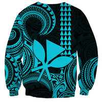 Custom King Kamehameha Day Hawaii Sweatshirt Paradise of the Pacific Tribal Kakau - Aqua LT9 - Polynesian Pride
