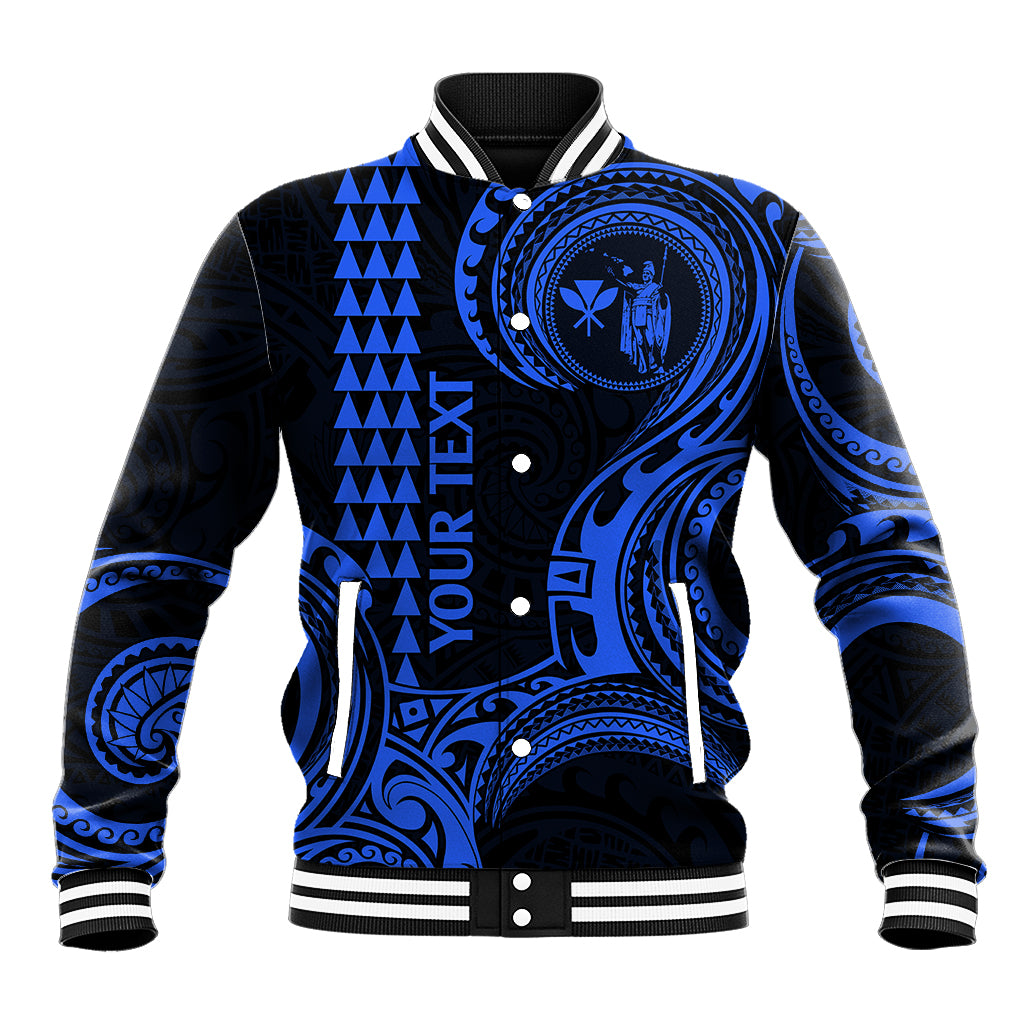 Custom King Kamehameha Day Hawaii Baseball Jacket Paradise of the Pacific Tribal Kakau - Blue LT9 Unisex Blue - Polynesian Pride