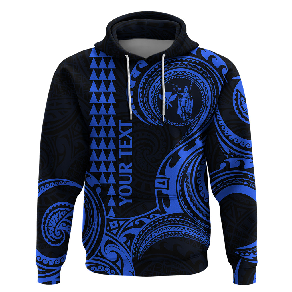 Custom King Kamehameha Day Hawaii Hoodie Paradise of the Pacific Tribal Kakau Blue LT9 Pullover Hoodie Blue - Polynesian Pride