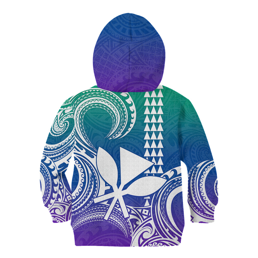 Custom King Kamehameha Day Hawaii Kid Hoodie Paradise of the Pacific Tribal Kakau - Gradient LT9 - Polynesian Pride